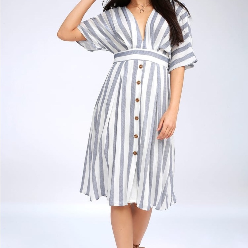 Lulu’s Blue and White Striped Midi Dress summer dress maxi dress